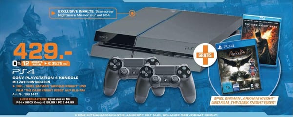 Saturn verkauft PS4 im "Batman"-Doppel