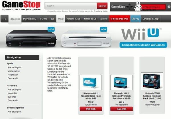 Wii U: Amazon und Gamestop nehmen wieder Vorbestellungen an