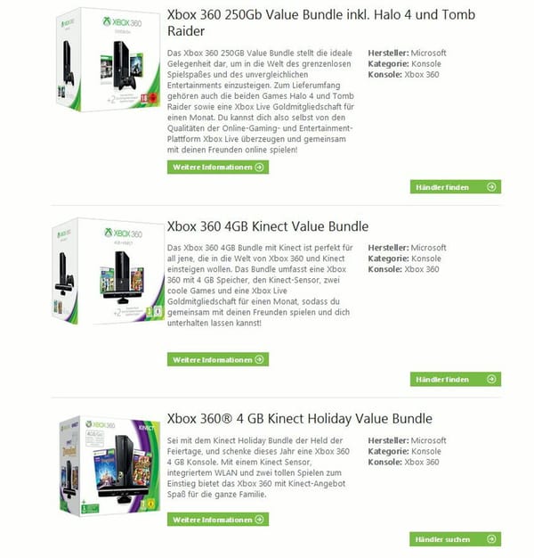 Xbox 360: Drei Value-Bundles für das Herbstgeschäft