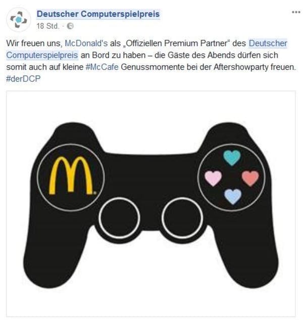 Computerspielpreis-Sponsor McDonalds schmeckt nicht jedem