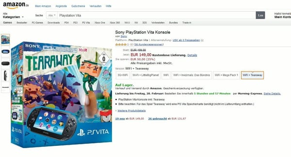 Amazon drückt Vita-Preis