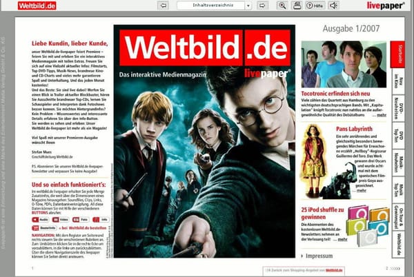 Weltbild.de livepaper geht an 1,5 Mio. Kunden