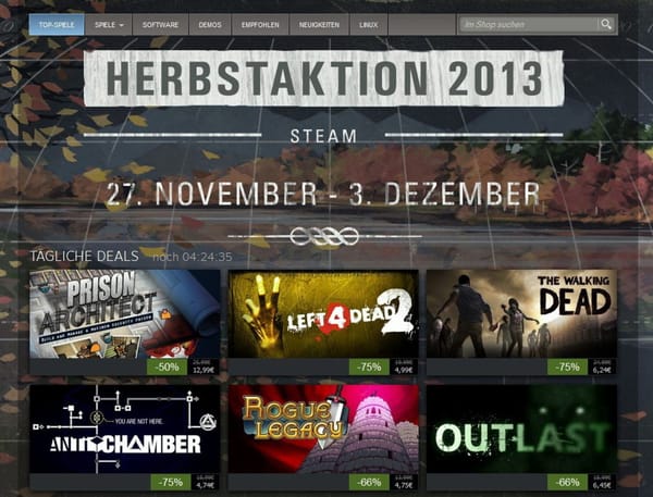 Steam-Herbstaktion mit bis zu 80 Prozent Rabatt
