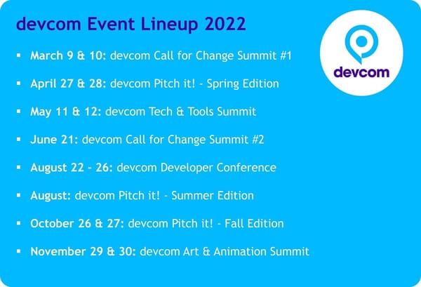 devcom stellt Eventplan für 2022 vor
