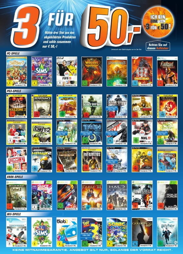 Saturn verkauft "3 für 50"