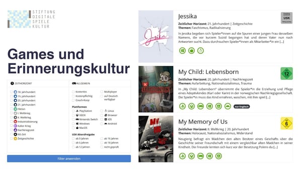 Stiftung Digitale Spielekultur setzt Datenbank zu Geschichts-Games auf