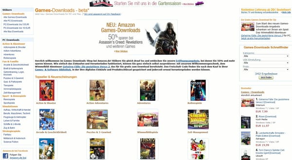 Amazon.de startet digitalen Gamesvertrieb