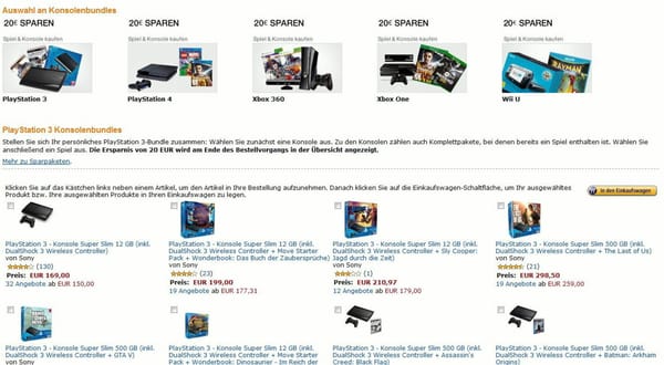 Amazon bietet 20 Euro Bundle-Rabatt