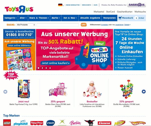 Toys'r'Us launcht Online-Shop