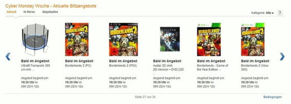 Amazon.de startet am 23. November in die Cyber-Monday-Woche