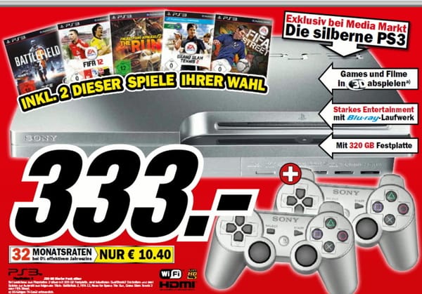 Media Markt: Silberne PS3 und zwei EA-Hits inklusive