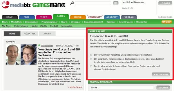 G.A.M.E./BIU: Was halten Sie vom Fusionsvorschlag?