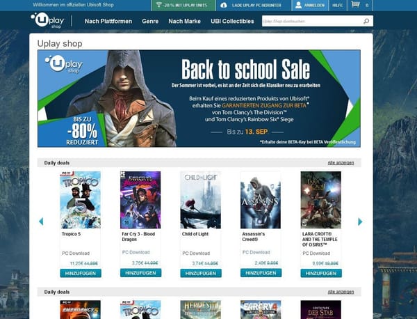 "Back to School Sale" im Uplay-Store