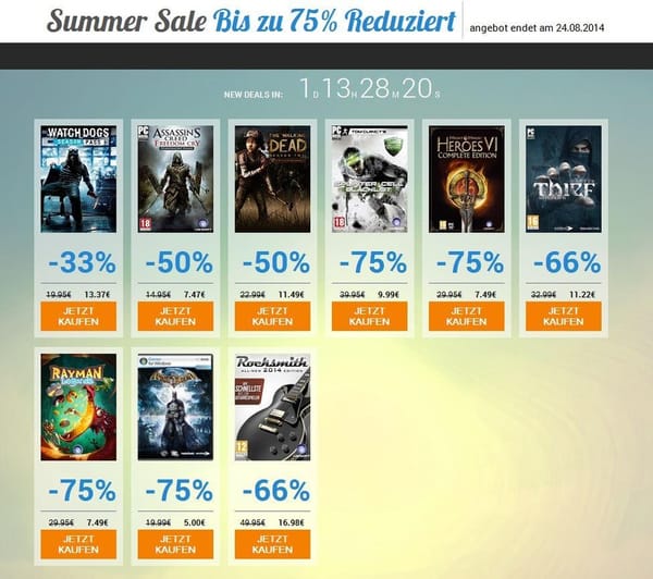 Uplay-Store lockt beim Summer Sale mit hohen Rabatten