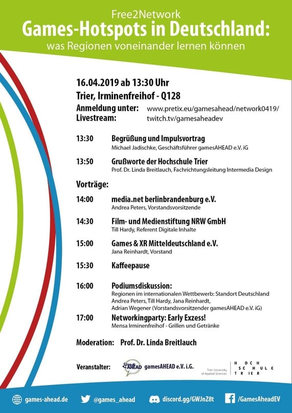 gamesAHEAD startet Veranstaltungsreihe Free2Network