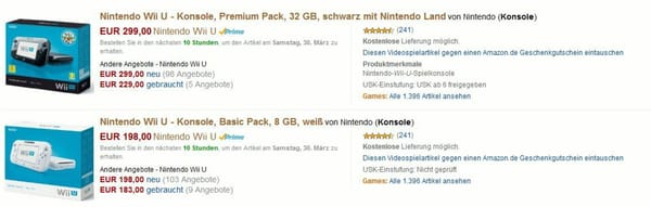 Amazon drückt Wii U unter wichtige Preismarke