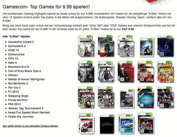 Messehits bei GameStop als "9,99er"