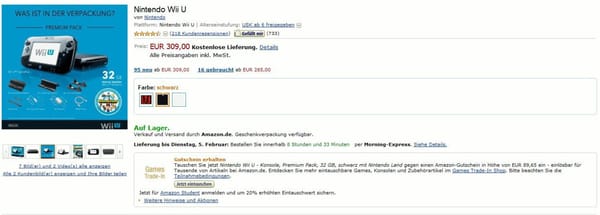 Amazon setzt Wii-U-Preis erneut herunter
