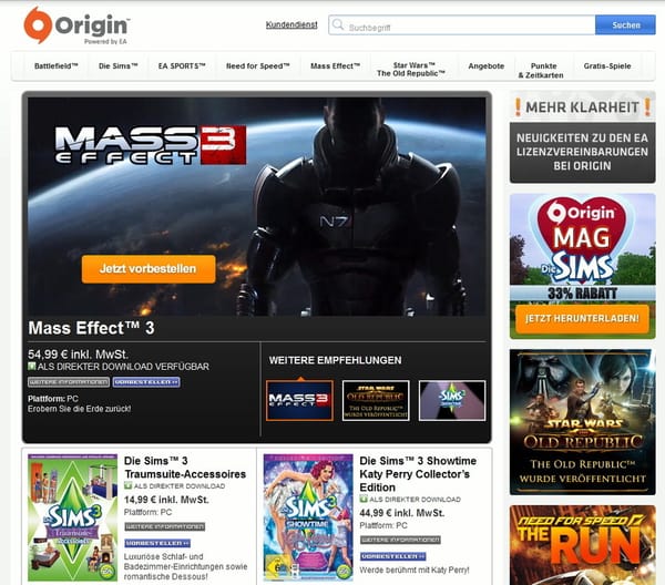 EA gewinnt Dritthersteller für Origin