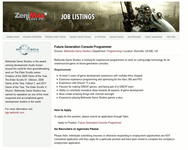 Bethesda baut Next-Generation-Team auf