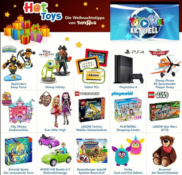 Toys'r'us empfiehlt Games zu Weihnachten