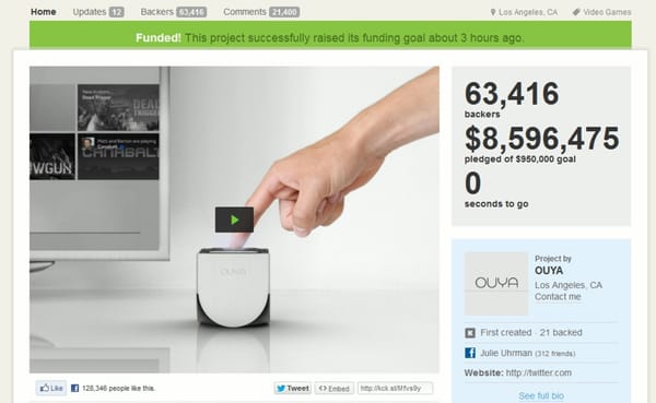 "Android"-Konsole Ouya sammelt 8,6 Mio. Dollar Schwarmgeld