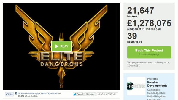 "Elite: Dangerous" schafft Kickstarter-Ziel