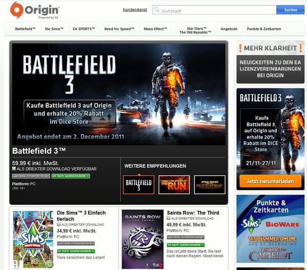 "c't" spricht Origin frei