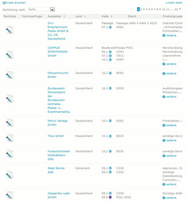 Ausstellerdatenbank online