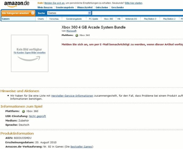 Amazon listet neue Arcade-Xbox