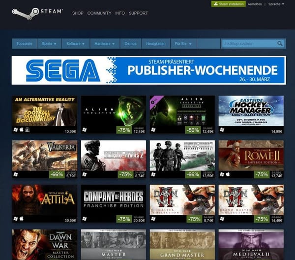 Sega-Wochenende bei Steam