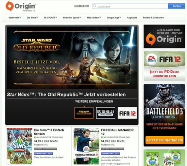 EA zählt fünf Mio. Origin-Nutzer täglich