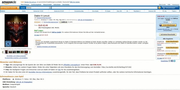 Amazon geht "Diablo III" aus