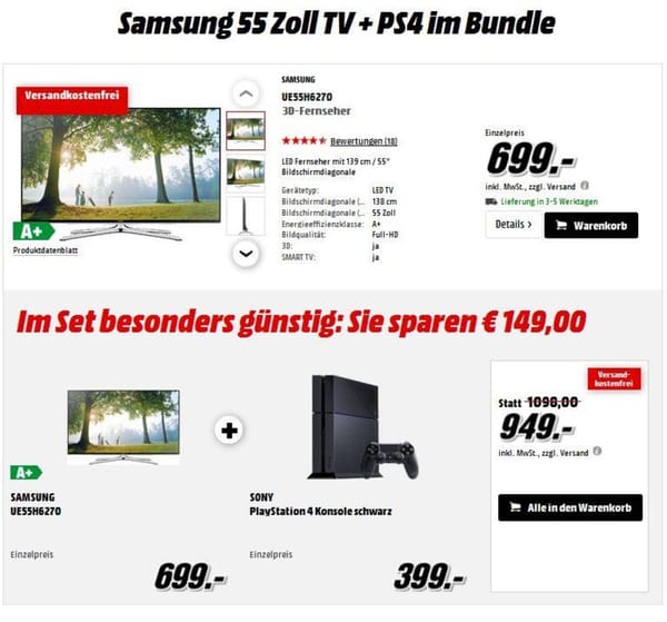Media Markt schnürt PS4-TV-Bundle