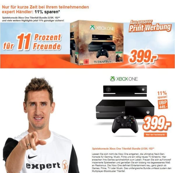 Expert fährt Xbox-One-WM-Aktion
