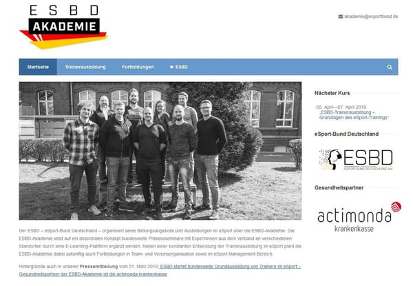 ESBD startet bundesweite eSport-Trainerausbildung