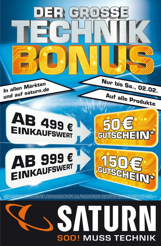 Saturn ködert mit Bonus-Gutschein