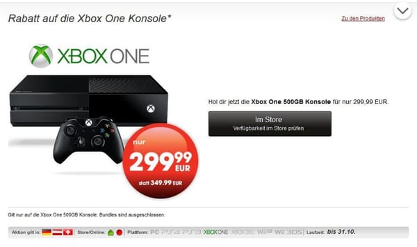 GameStop mit Xbox-One-Kampfpreis