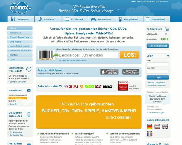 Momox knackt 40-Mio.-Marke