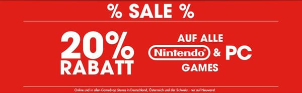 GameStop gibt 20 Prozent auf Nintendo- und PC-Ware