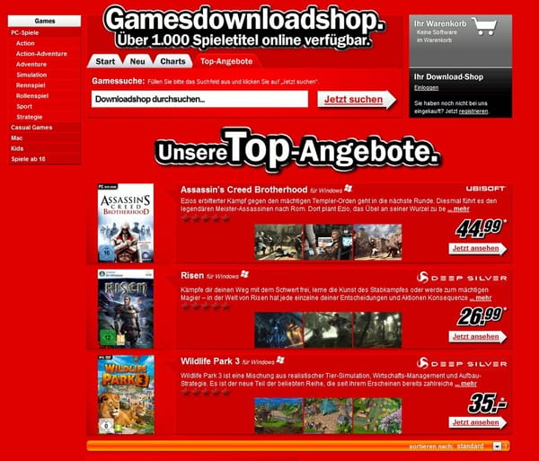 Media Markt startet in den digitalen Games-Verkauf