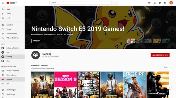 Tschüss, YouTube Gaming