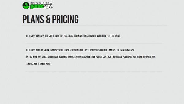 Gamespy stellt Service Ende Mai ein