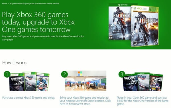 Xbox-360-Spiele können in Xbox-One-Titel umgetauscht werden