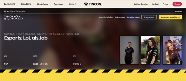 Jugendkonferenz Tincon mit E-Sport-Panel