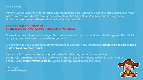 Mimimi warnt vor Phishing-Mails