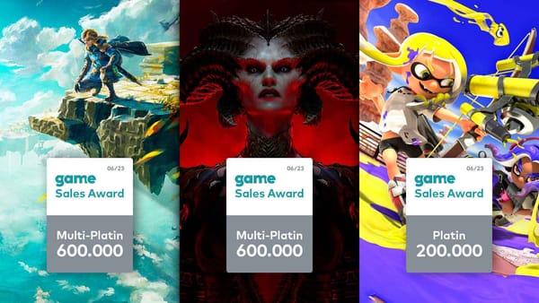 Zwei game Sales Awards im Juni 2023 für Nintendo, einer für Blizzard